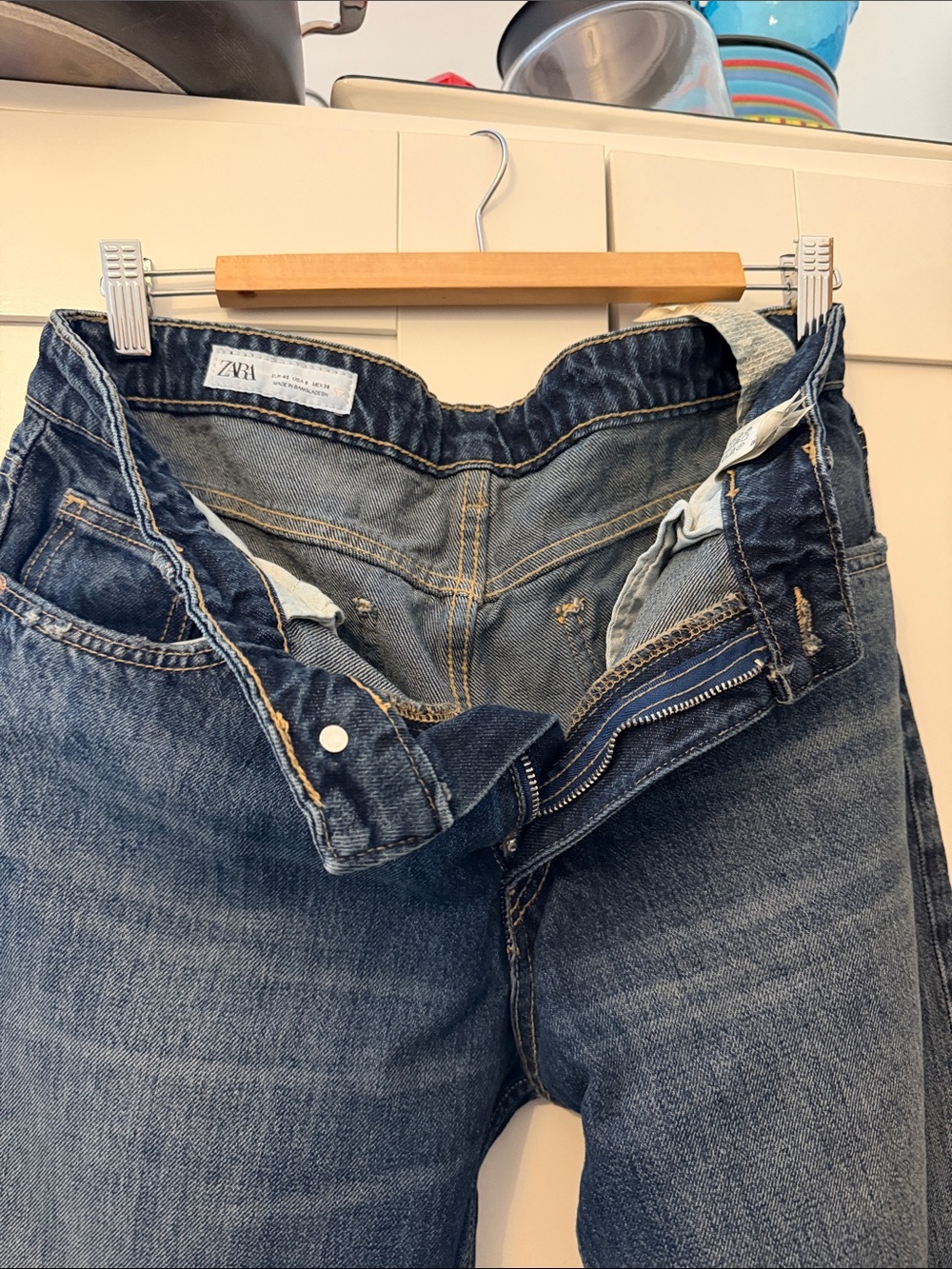 Zara Women's Dark Indigo High-Rise Jeans